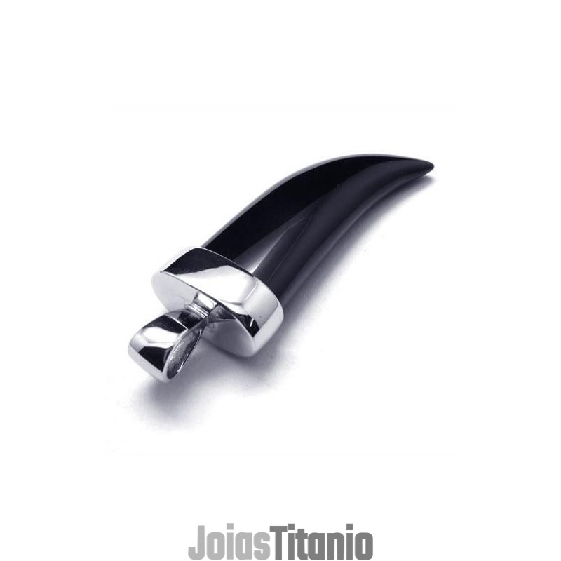 Colar Com Pingente De Lança De Ônix De Titânio Puro Masculino Colar Com Pingente De Lança De Ônix De Titânio Puro Masculino