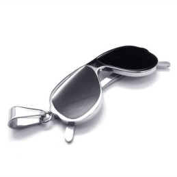 Colar Com Pingente De Titânio Puro Modelo Óculos De Sol Preto