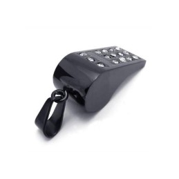 Colar Com Pingente De Apito De Titânio Puro Preto Masculino (Novo)