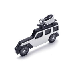 Colar Com Pingente Jeep De Titânio Puro E Preto Prateado Masculino