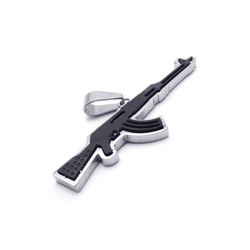 Colar Com Pingente De Rifle Ak47 De Titânio Puro Dourado Masculino