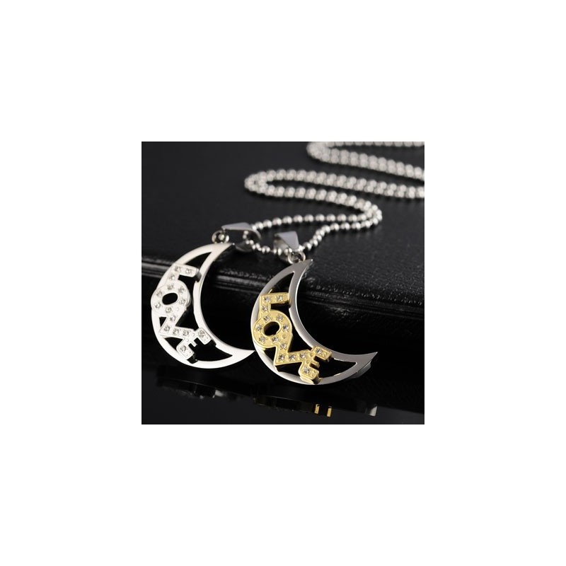 Colares E Pingentes Love The Moon Sweetheart Lovers Titanium Colares E Pingentes Love The Moon Sweetheart Lovers Titanium