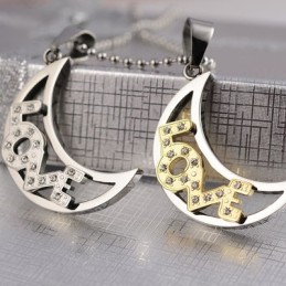 Colares E Pingentes Love The Moon Sweetheart Lovers Titanium