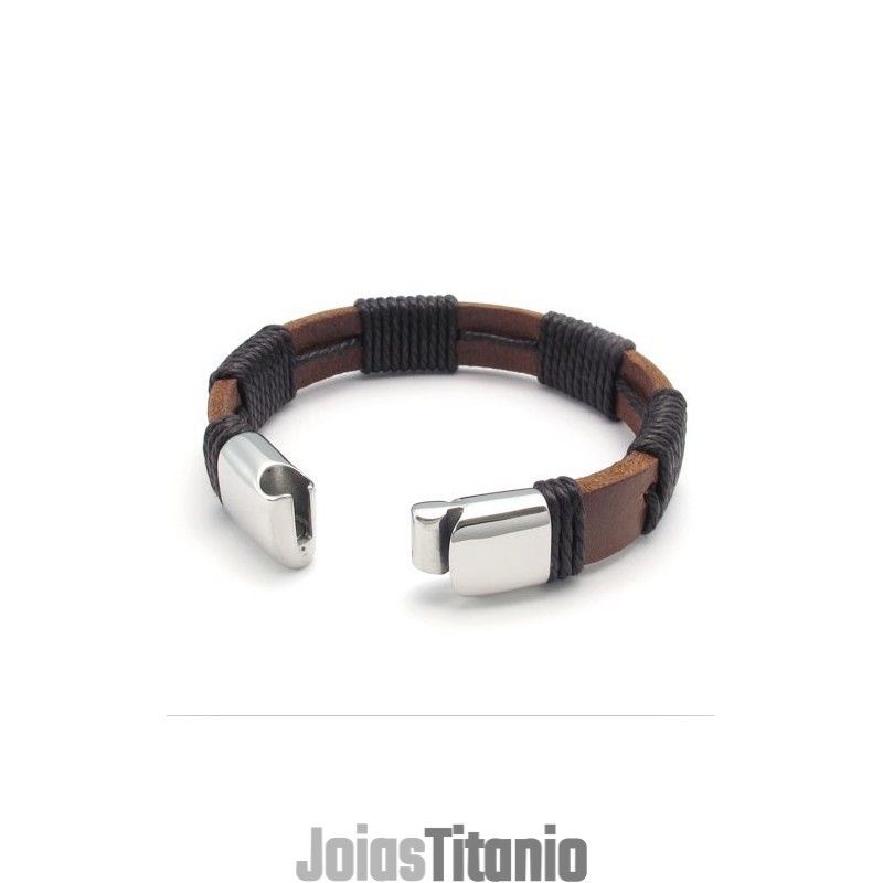 Pulseira De Couro De Titânio De Qualidade Confiável E Design Habilidoso