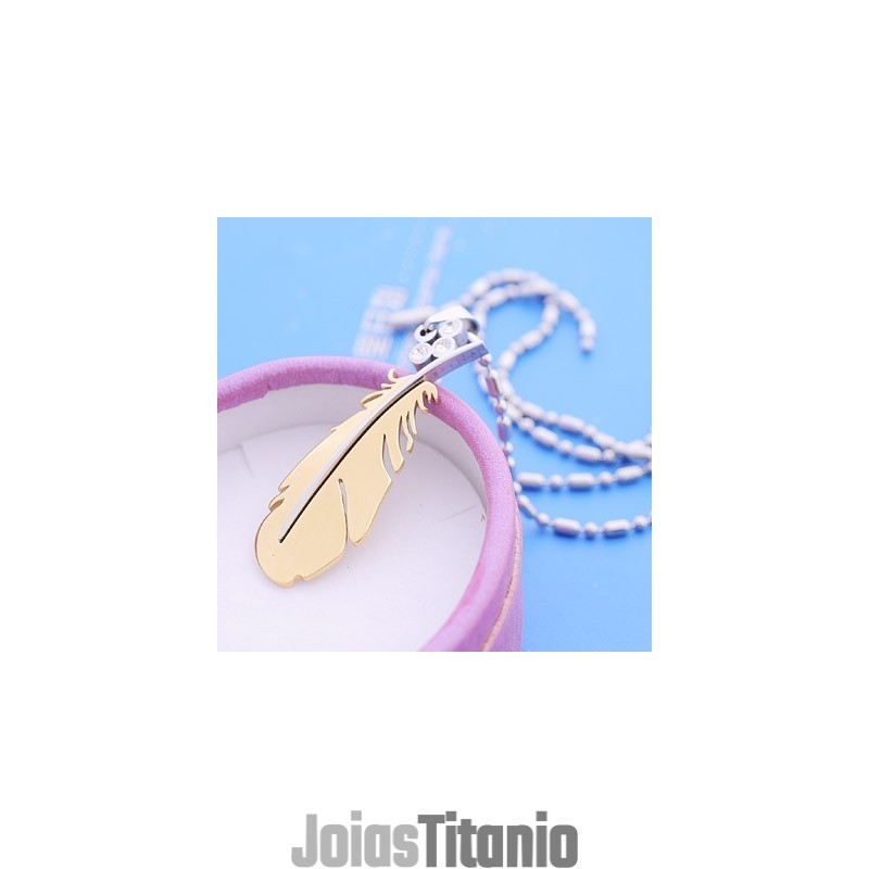 Colar Com Pingente De Titânio Com Pena Voadora Da Moda Colar Com Pingente De Titânio Com Pena Voadora Da Moda