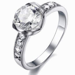 Para Desfrutar De Alta Reputação Em Casa E No Exterior Anel Feminino De Titânio Com Strass