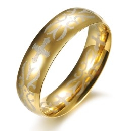 Anel Masculino De Titânio Dourado De Qualidade Superior