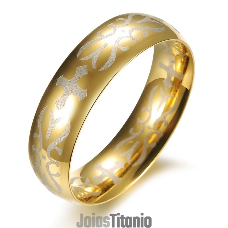 Anel Masculino De Titânio Dourado De Qualidade Superior Anel Masculino De Titânio Dourado De Qualidade Superior