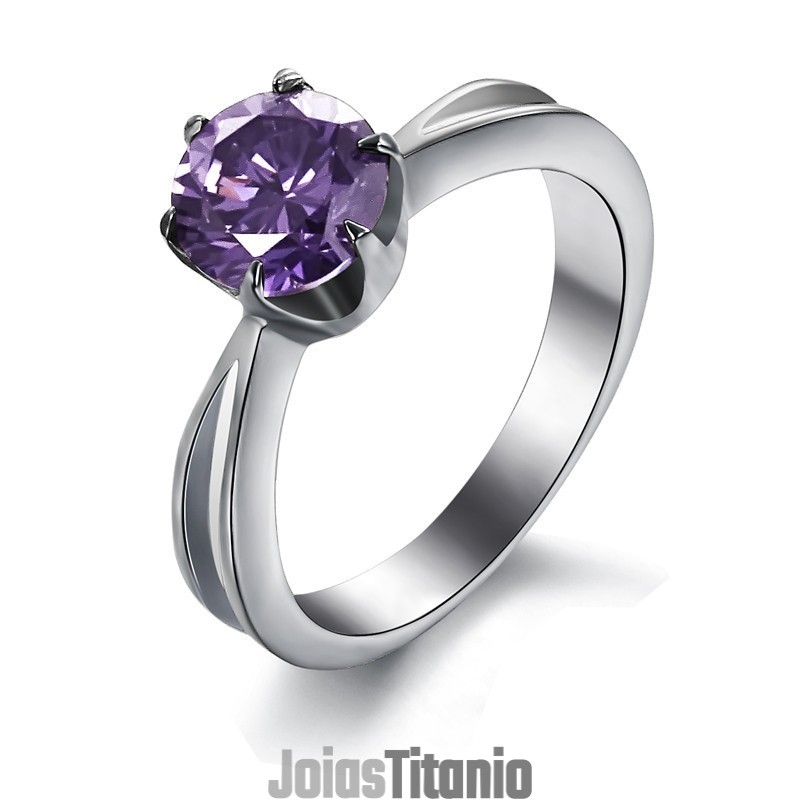 Anel Feminino De Titânio Com Diamante Roxo, Vendendo Bem Em Todo O Mundo Anel Feminino De Titânio Com Diamante Roxo, Vendendo Bem Em Todo O Mundo