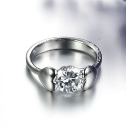 Anel De Titânio Feminino De Qualidade Estável Com Strass