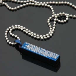 Colar Com Pingente De Titânio Azul Cuboide Da Moda Para Homens