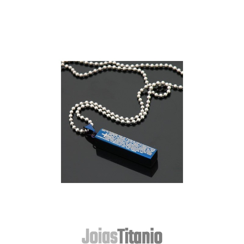 Colar Com Pingente De Titânio Azul Cuboide Da Moda Para Homens Colar Com Pingente De Titânio Azul Cuboide Da Moda Para Homens