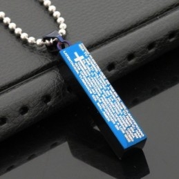 Colar Com Pingente De Titânio Azul Cuboide Da Moda Para Homens