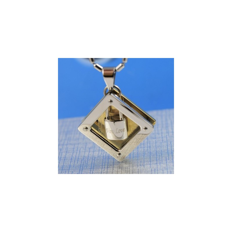 Colar Com Pingente De Titânio Wow Love Sweetheart Lock