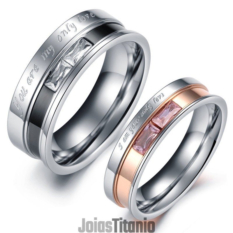 Anel De Titânio De Alta Qualidade Para Amantes Com Strass Anel De Titânio De Alta Qualidade Para Amantes Com Strass