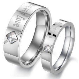 Anel De Titânio Com Strass Para Amantes