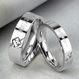 Anel De Titânio Com Strass Para Amantes