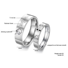 Anel De Titânio Com Strass Para Amantes
