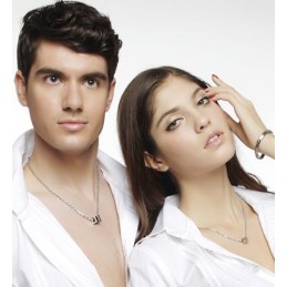 Colar Com Pingente De Titânio Fashion Love Forever (Preto)