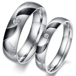 Anel De Titânio Preto De Alta Qualidade Para Amantes Com Diamante