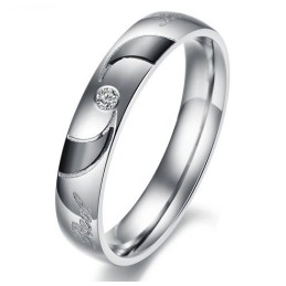 Anel De Titânio Preto De Alta Qualidade Para Amantes Com Diamante