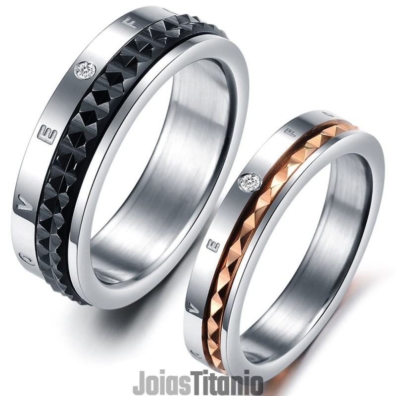 Anel De Titânio Endless Love De Excelente Qualidade Para Amantes Com Strass