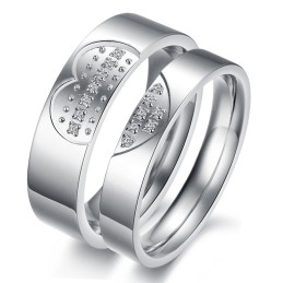 Anel De Titânio De Alta Qualidade Com Strass Para Amantes
