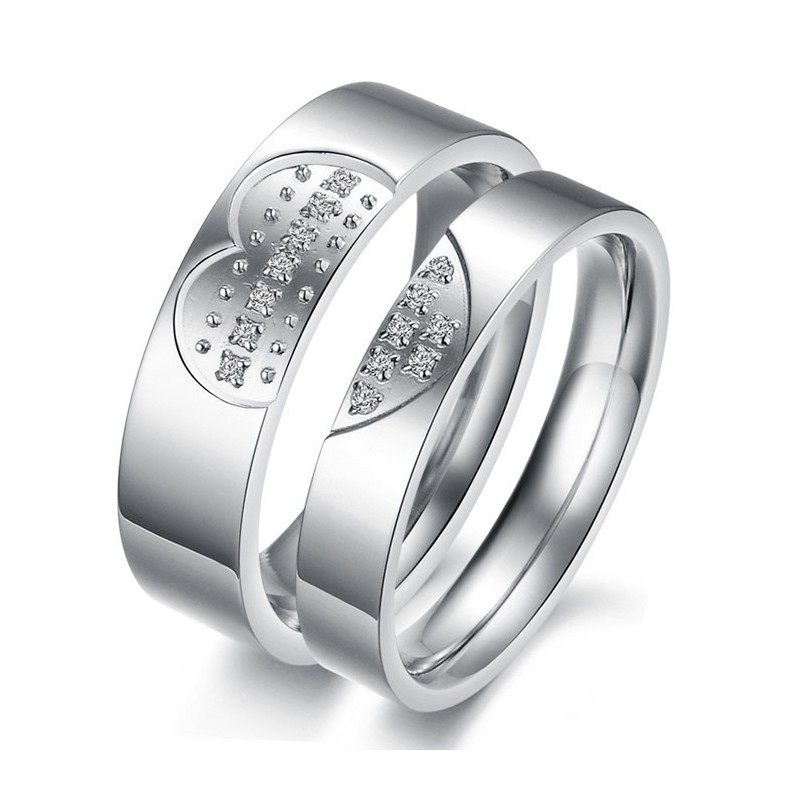 Anel De Titânio De Alta Qualidade Com Strass Para Amantes Anel De Titânio De Alta Qualidade Com Strass Para Amantes