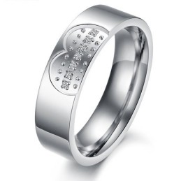 Anel De Titânio De Alta Qualidade Com Strass Para Amantes