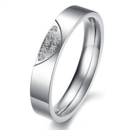 Anel De Titânio De Alta Qualidade Com Strass Para Amantes