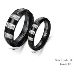 Anel De Titânio Preto Completo Com Strass Para Amantes