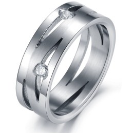 Anel De Titânio Labirinto De Qualidade Estável Para Amantes Com Strass