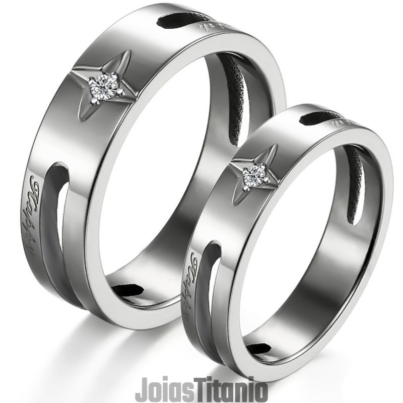 Anel De Titânio Estrela De Qualidade Estável Para Amantes Anel De Titânio Estrela De Qualidade Estável Para Amantes
