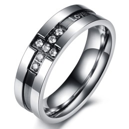 Anel De Titânio King Of Quantity Cross Para Amantes Com Strass