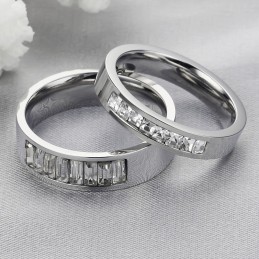 Anel De Titânio Com Strass Para Amantes