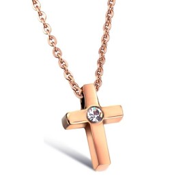 Colar De Titânio Com Cruz E Strass The Queen Of Quality