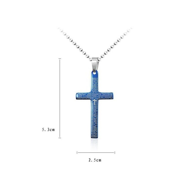 Pingente E Colar Com Cruz Bíblica Azul Exquisite Man Pingente E Colar Com Cruz Bíblica Azul Exquisite Man
