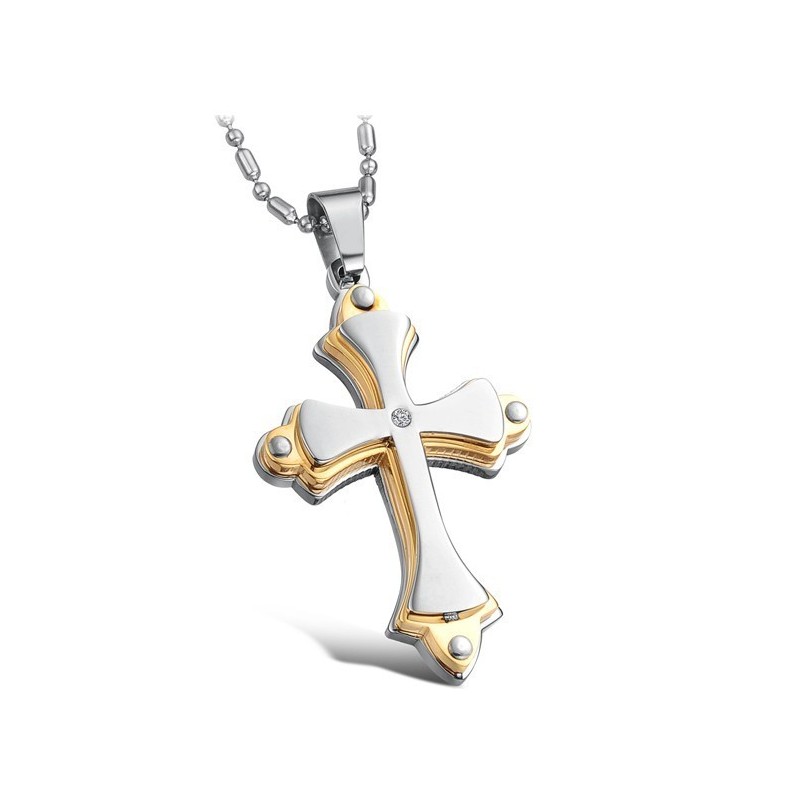 Colar De Titânio Com Cruz De Qualidade Estável