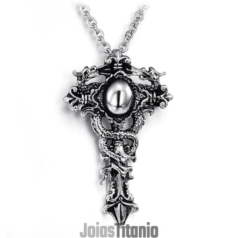 Colar De Titânio Com Cruz De Grande Variedade Colar De Titânio Com Cruz De Grande Variedade