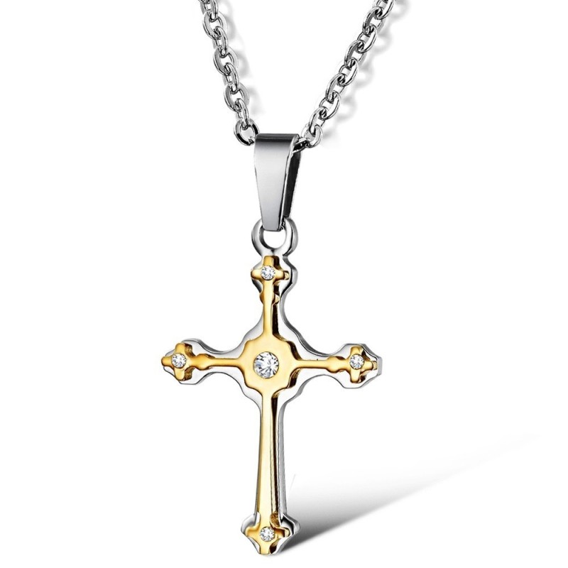 Colar De Titânio Com Cruz Feminina Fácil De Usar E Strass Colar De Titânio Com Cruz Feminina Fácil De Usar E Strass