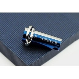 Colar Com Pingente De Titânio Love Forever Azul E Prata Em Duas Partes