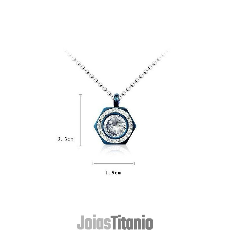 Colar Com Pingente De Diamante E Titânio Puro Azul Hexagrama Colar Com Pingente De Diamante E Titânio Puro Azul Hexagrama