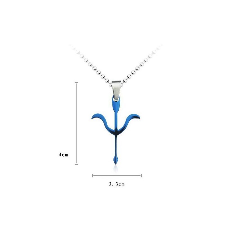 Pingente E Colar De Titânio Azul Com Flecha De Cupido Pingente E Colar De Titânio Azul Com Flecha De Cupido