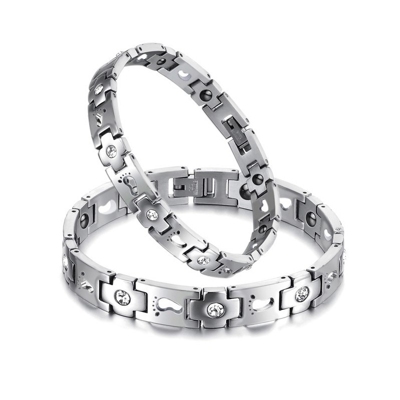 Pulseira De Titânio Queen Of Quality Para Amantes Com Strass Pulseira De Titânio Queen Of Quality Para Amantes Com Strass