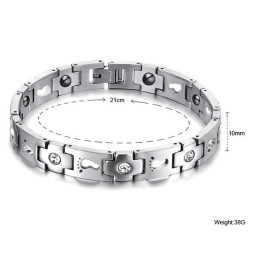Pulseira De Titânio Queen Of Quality Para Amantes Com Strass