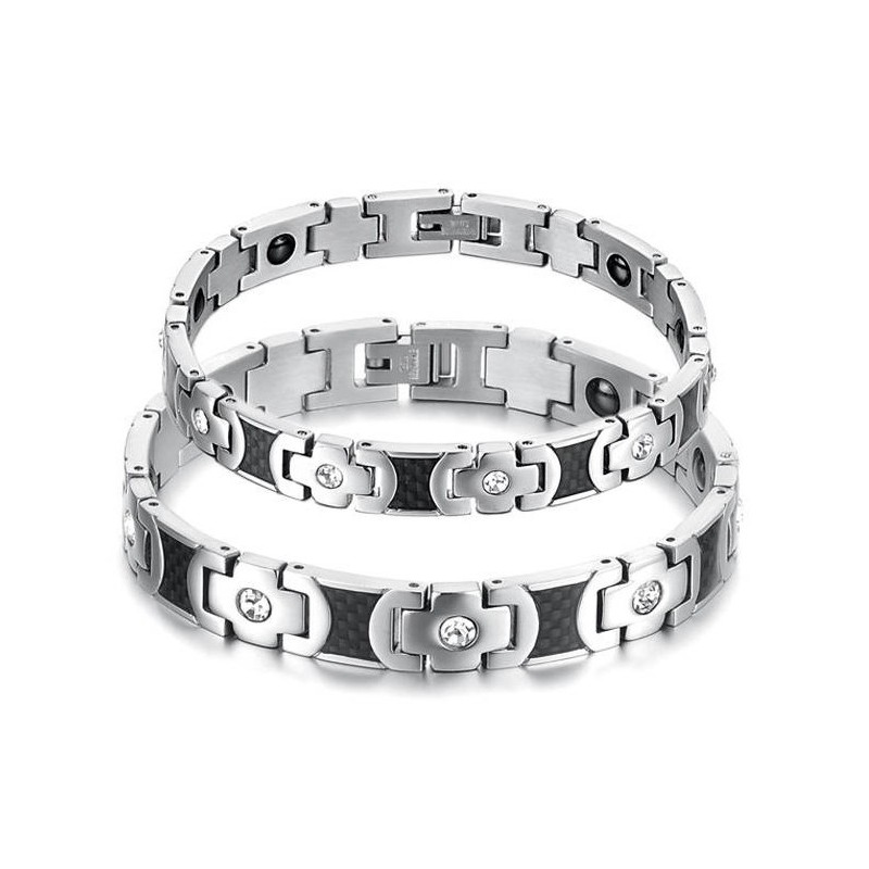 Pulseira De Titânio De Qualidade Superior Para Amantes Com Strass
