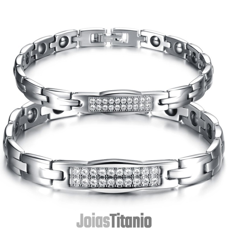 Pulseira De Titânio Com Magnetita E Diamante, A Rainha Da Saúde, Para Amantes Pulseira De Titânio Com Magnetita E Diamante, A Rainha Da Saúde, Para Amantes