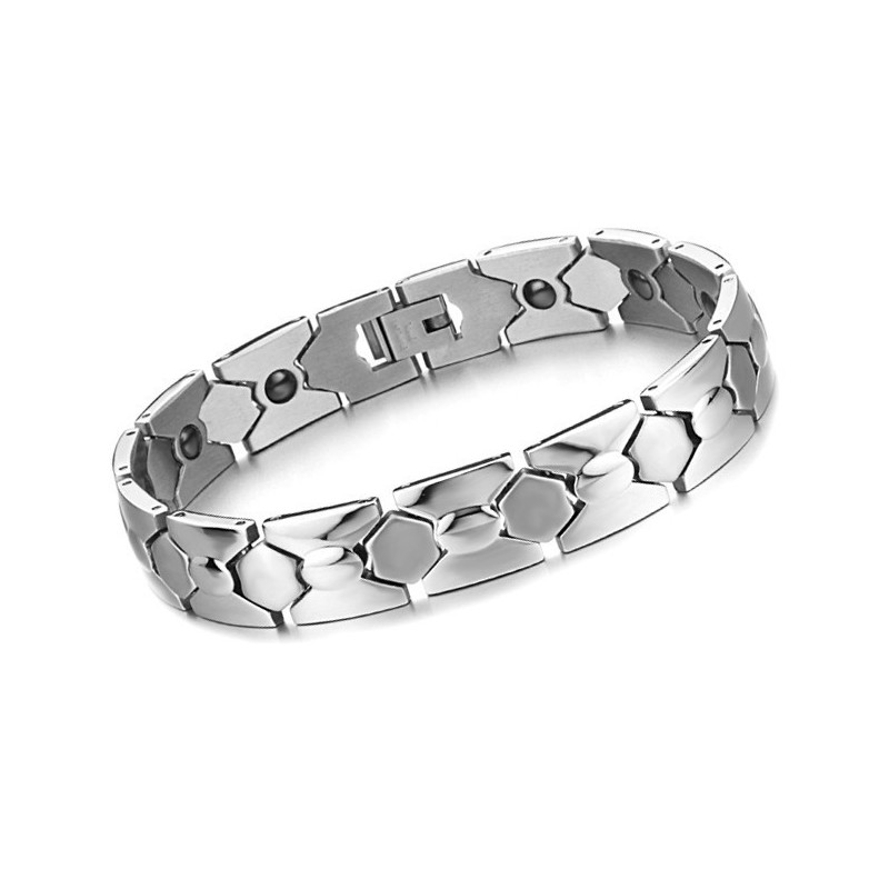 Pulseira Masculina De Titânio Antifadiga Com Desempenho Confiável E Magnetita
