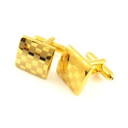 Abotoaduras Quadradas De Titânio Com Banho De Ouro