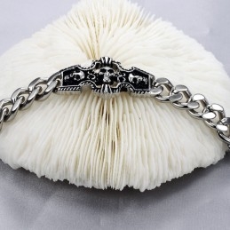 Pulseira De Titânio Com Caveira Masculina De Excelente Qualidade